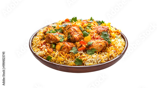 Indian chicken biryani with vegetables