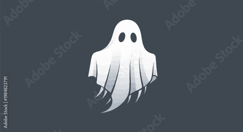 A simple white ghost with two black eyes on a dark background