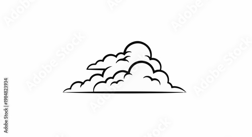 Stylized black and white illustration of cumulus clouds