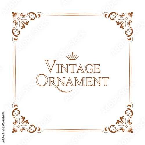 Elegant vintage ornament design with intricate decorative elements and crown emblem