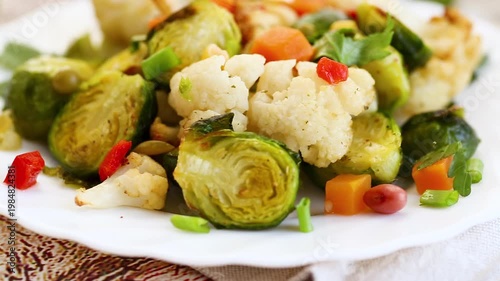 homemade roasted vegetable mix healthy diet food concept