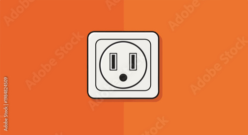 Electrical outlet on an orange divided background