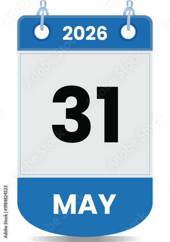31 May 2026 Date Calendar Illustration Minimal Blue Planner Icon Event Reminder Daily Schedule Time Concept Organizer Productivity Clean Design Modern Template Appointment Planning Tool