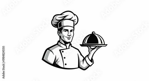 Chef holding a silver serving dish with a domed lid