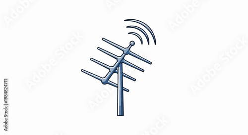 Simple drawing of a grey antenna with broadcast waves