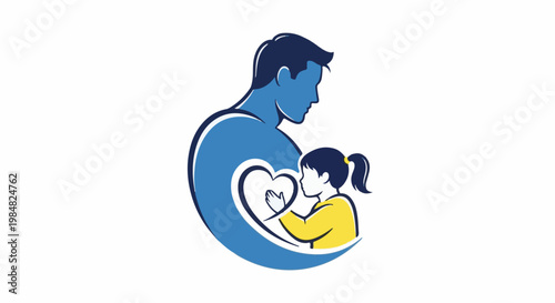 Father embraces daughter with a heart shape symbolizing love and care