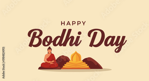 A tranquil scene with Buddha meditating beside a golden structure