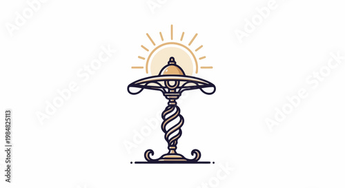 Ornate table lamp with a decorative twisted base and radiating light