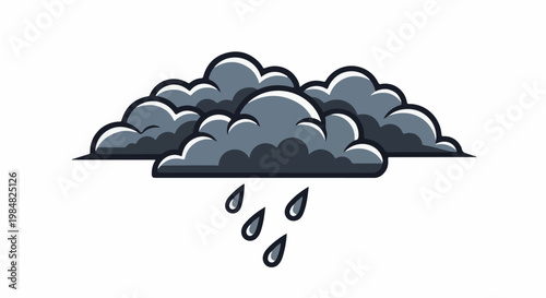 Stormy weather with dark clouds and falling raindrops