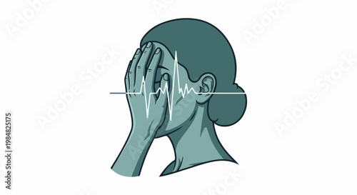 Person's head with hands over ears, symbolizing internal noise or distress