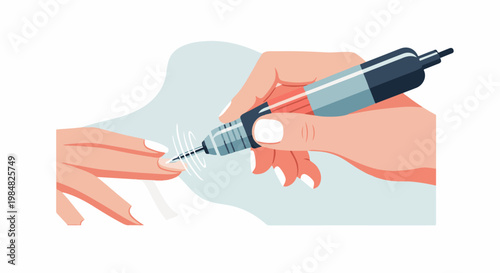 Close-up of hands giving a manicure with an electric nail file