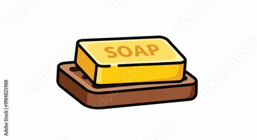 A yellow bar of soap rests on a brown soap dish