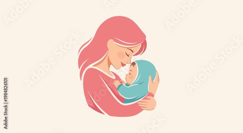Gentle embrace of mother and child, love and warmth expressed