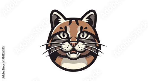 Stylized bobcat head with sharp teeth and piercing eyes