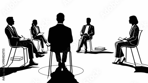 Business Group in Meeting Silhouette Background with Copy Space