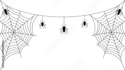 Spider sitting on a delicate web covered with sparkling morning dew drops in nature