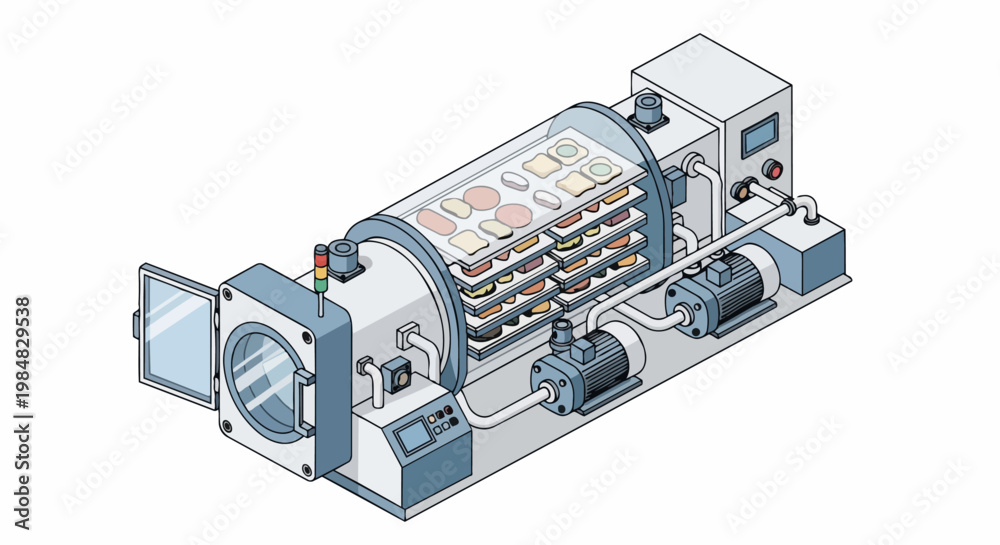 custom made wallpaper toronto digitalIsometric Industrial Freeze Dryer Machine for Food Preservation with Dehydrated Fruit Trays