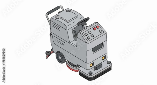 Wallpaper Mural Isometric Illustration of an Industrial Floor Scrubber and Dryer Machine for Professional Commercial Cleaning Services Torontodigital.ca