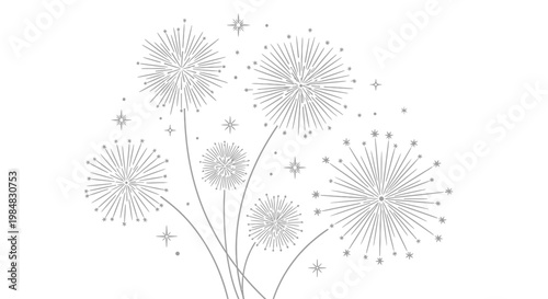 A group of dandelions with seeds blowing away Vector