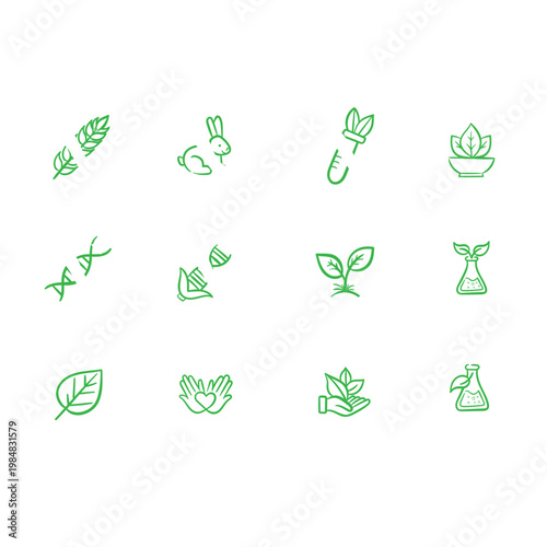 Natural Product Labels Icons Set with Gluten Free, Cruelty Free, Paraben Free, Vegan Organic, and Non-GMO Badges