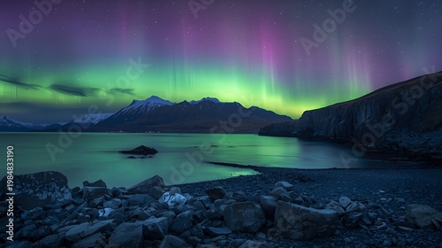 Aurora Dance Above the Frozen Shore