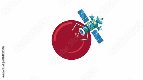 Satellite Orbits Planet Satellite Technology Concept Space Exploration