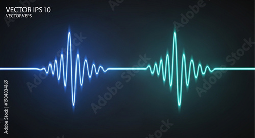 Neon Audio Waveform Visualization With Glowing Pulse.