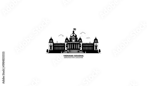 Vidhana Soudha India Government Building Vector Illustration