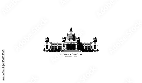 Bangalore Vidhana Soudha Landmark Architecture Vector Art