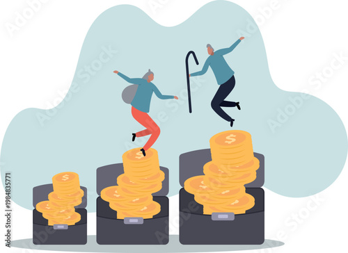 Retirement saving or investment pension fund, planning for wealth and expense for living after retire .human life and situation.