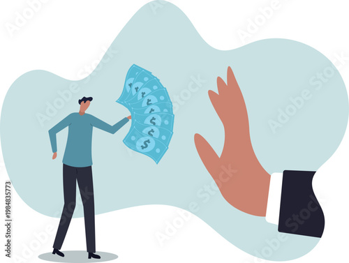 Stop Corruption, refusing to take bribery money.business concept.human life and situation.