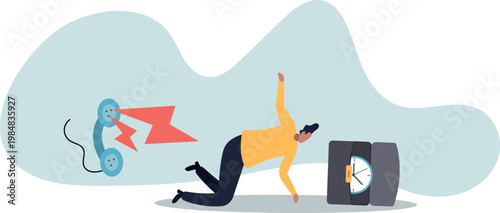 Job interview via phone call or conference meeting on telephone .human life and situation.