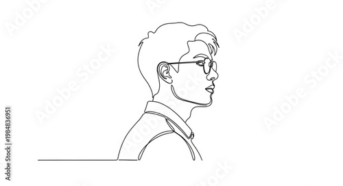 Minimalist line drawing profile of a person.