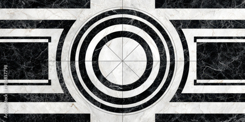 Modern Art Deco Inspired Marble Texture with Symmetrical Design