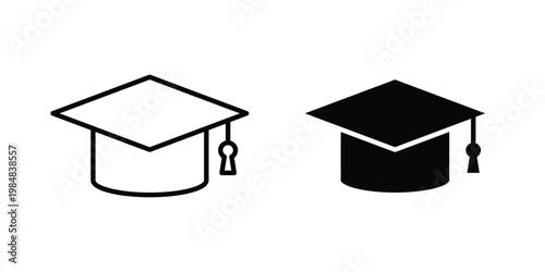 Graduation cap icon UI vector. Vector icon set.