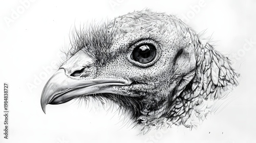 Detailed bird portrait featuring turkey head and fine linework picture