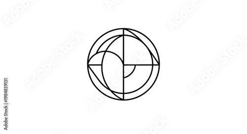 Minimalist Geometric Circular Emblem With Intersecting Arcs.