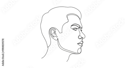 Minimalist Line Drawing of Male Head Profile.