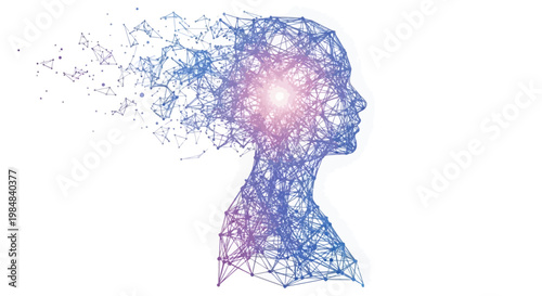 Vector illustration of a lady profile silhouette with pink hair and flowers shaped like a fashion art design