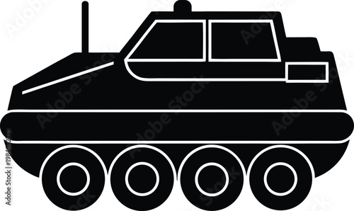 Картината върху платно Amphibious Vehicle silhouette vector art illustration and minimal black and whit