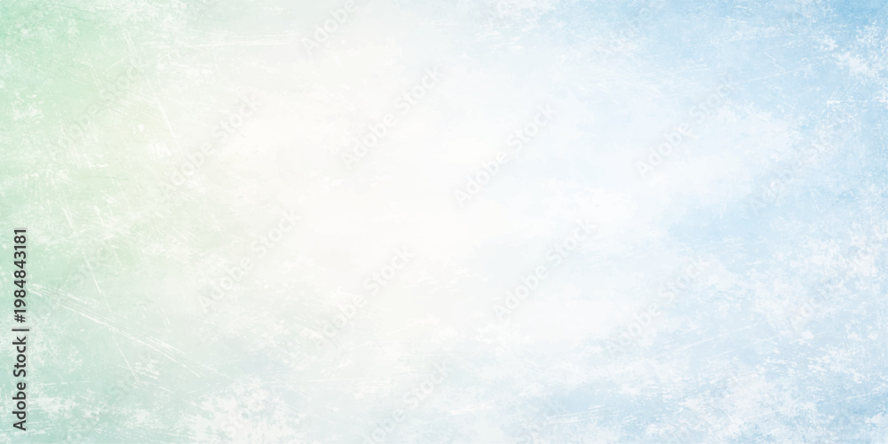 Obraz premium Soft Light Blue White and Mint Green Grunge Texture Background with Subtle Scratches, Dust Particles and Distressed Paper Effect, Abstract Vintage Gradient Design.