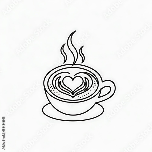 A simple line drawing of a steaming cup of coffee