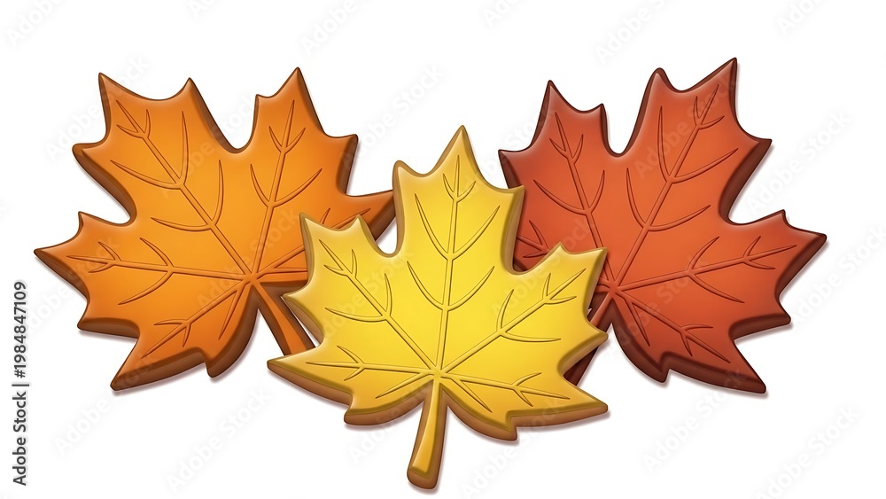 Fototapeta premium Embossed fall foliage illustration with vibrant orange, yellow, and red colors.