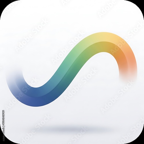 A colorful rainbow shaped like a wave on a white background