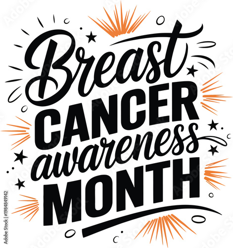 Breast Cancer Awareness Month Lettering Vector Typography Design