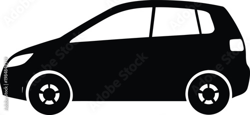 Hatchback silhouette vector art illustration and minimal black and white design