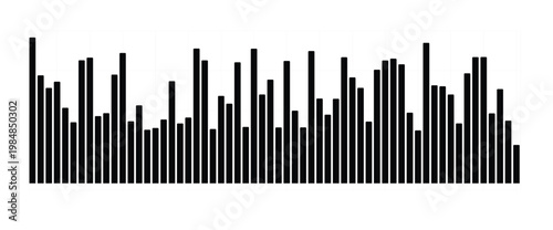 Black bar graph on showing various bar heights and widths