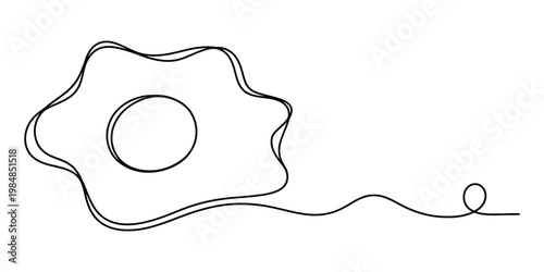 Minimalist One Line Art Fried Egg Illustration