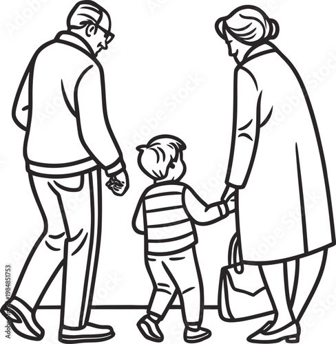 Clean line icon representing multiple generations and family heritage.