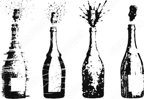 Champagne bottle bursting with fizz and splash, sparkling celebration and festive party moment